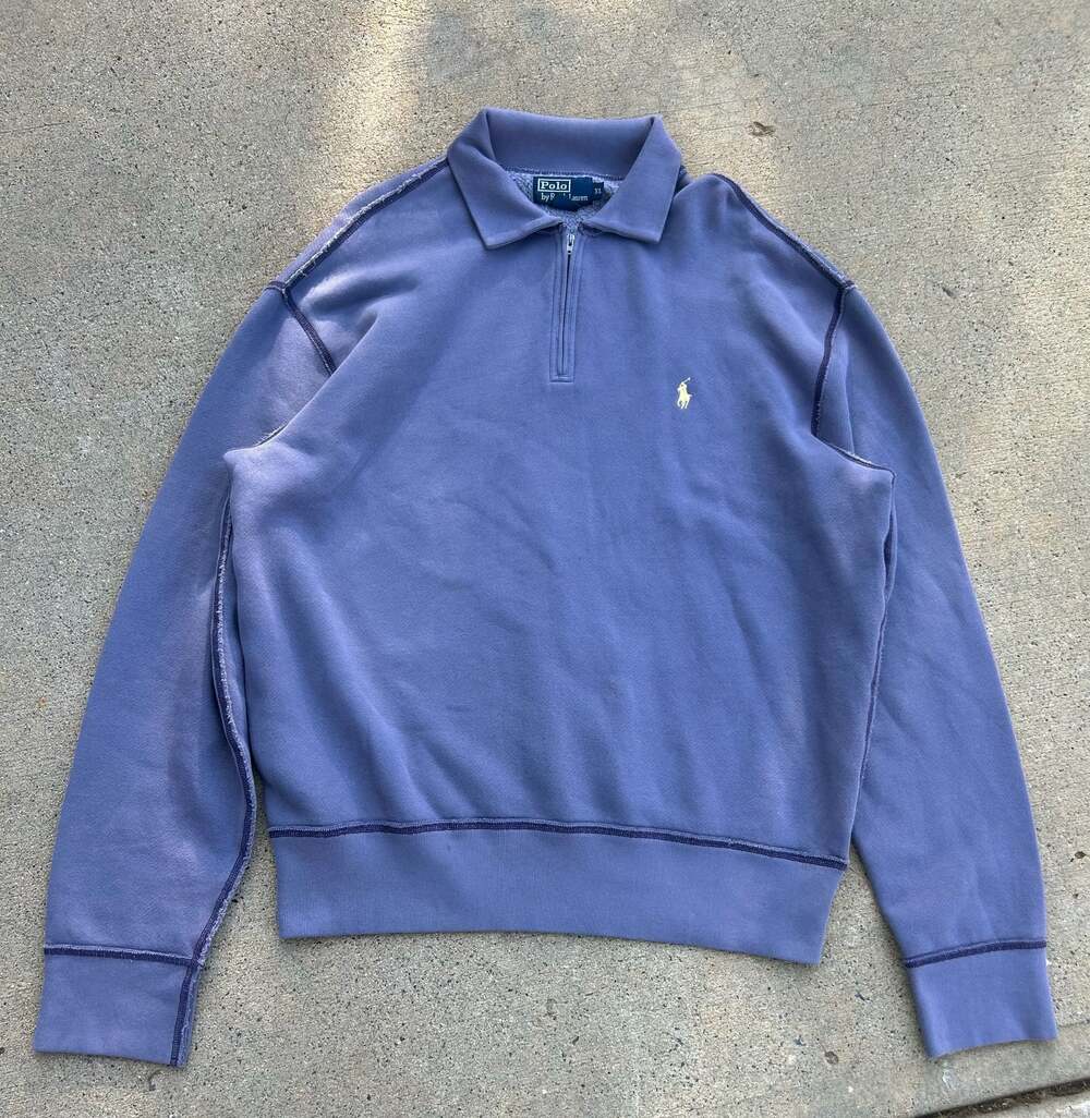 Polo Ralph Lauren lavender/blue Quarter-Zip Sweatshirt and Yellow Pony, Size XL